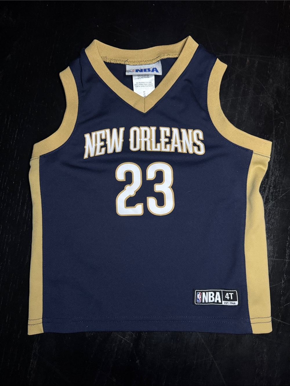 NBA New Orleans Navy and Gold Kids Jersey Top